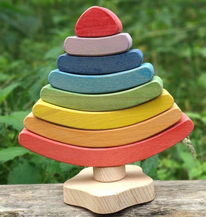 Wooden Stacking Pyramid Wooden Pyramid Toy Wooden Stacking Etsy