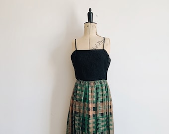 70s check chiffon gown