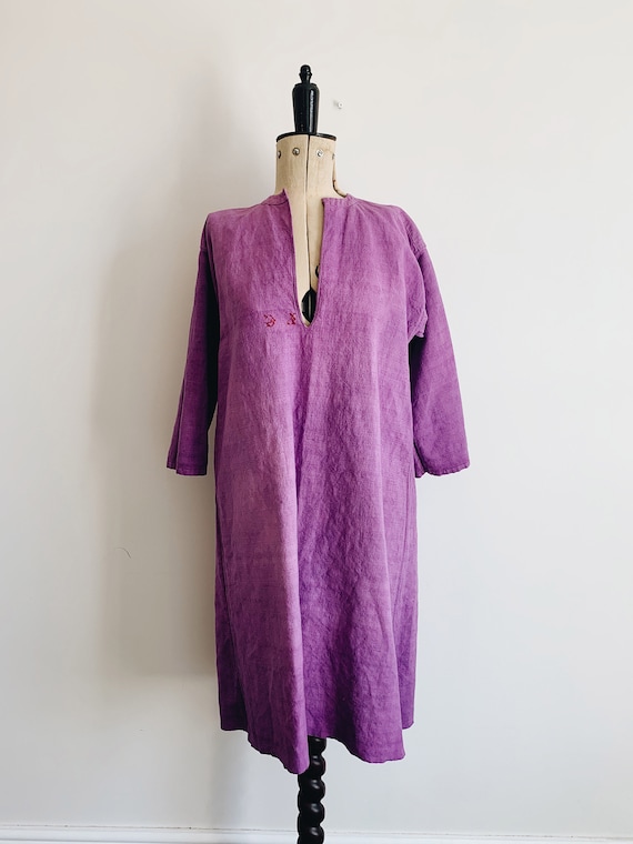 Antique french linen nightshirt dress - image 2