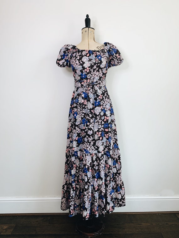 70s Prairie floral belted dress - image 2