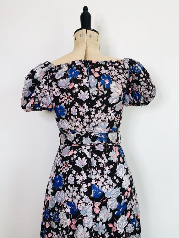 70s Prairie floral belted dress - image 9