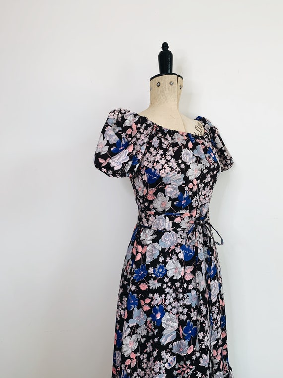 70s Prairie floral belted dress - image 5