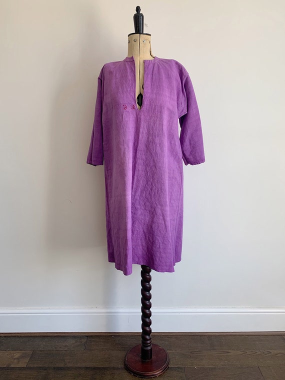 Antique french linen nightshirt dress