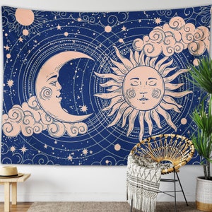 Boho sun and moon tapestry on sale