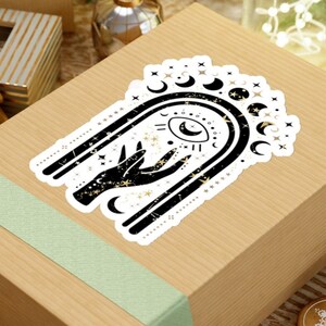 Celestial Sticker - Moon Phases Magic Hands Kiss-Cut Sticker - Luna Astrology Magical Hands Constellations Lunar Phases Witchy Moon Decal