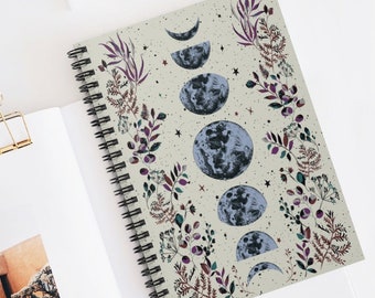 Moon Phases Journal: Celestial Notebook Lined Moonlit Garden Diary - Daily Habits, Dreams, Inspirations, Day And Night Diary Lunar Eclipse