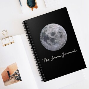 The Moon Journal: Moon Notebook Black Celestial Diary Ruled Lined Spiral, Full Moon- Daily Habits, Dreams, Inspirations, Day And Night Diary