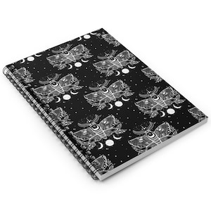 The Moth Pattern Notizbuch - Gothic Butterfly Journal Witchy Wicca Goth Mystical Moon Diary Spiral Lined Lined Dream Recording Ideas Thoughts