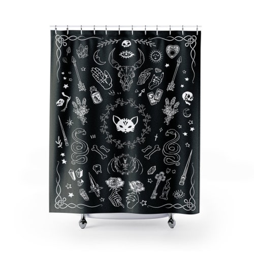 Gothic Witchy Shower Curtain Witchcraft Bathroom Decor Magic Etsy