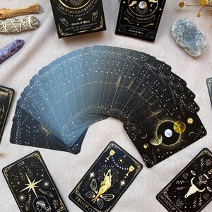Cosmica Somnis Gold Gilded Tarot Deck With Guidebook & Box, 78 Cards ...