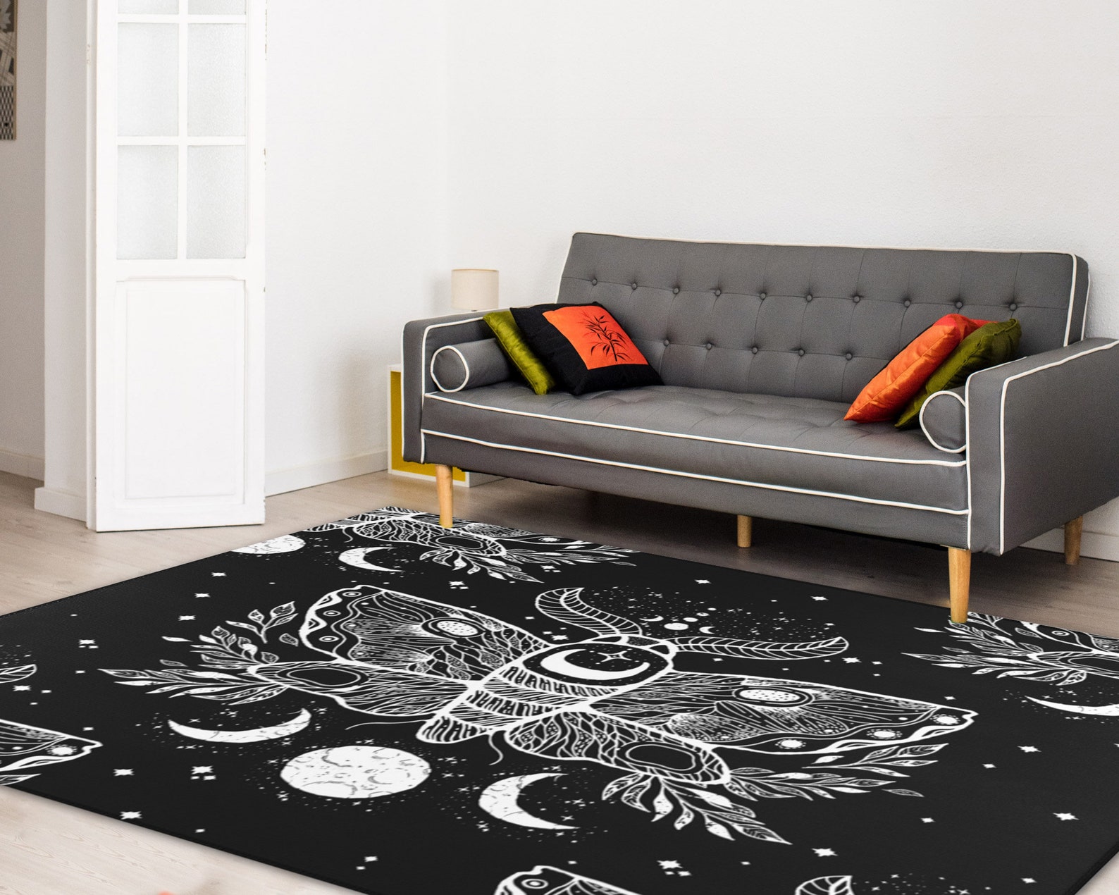 The Moth Rug Starry Night Firefly Area Rug Butterfly Floor Mat Bohemian ...