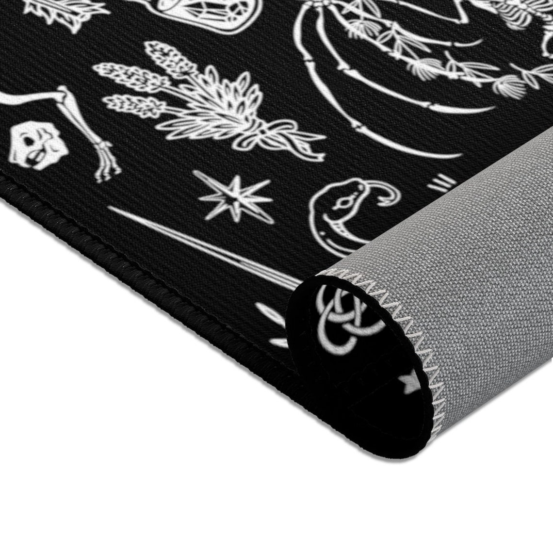 Witchy Area Rug Black Gothic Witchcraft Halloween Floor Mat Etsy