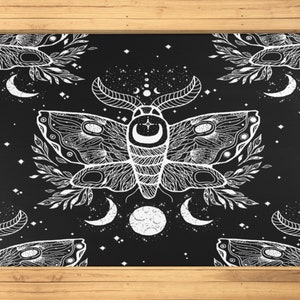The Moth Rug Starry Night Firefly Area Rug Butterfly Floor Mat Bohemian Gothic Moon Carpet Luna Night Sky Entomology Insect Home Decor