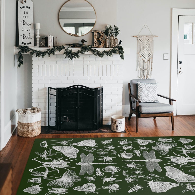 Insects and Moths Rug Forest Witch Butterfly Dragonfly Spider Carpet ...