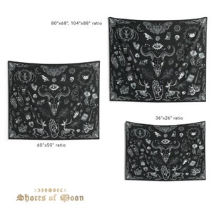 Gothic Witchy Tapestry Witchcraft Magic Moon Skulls Black Indoor Wall Hanging For Dorm Bedroom Living Room Goth Wall Decor Witch Tapestry image 5