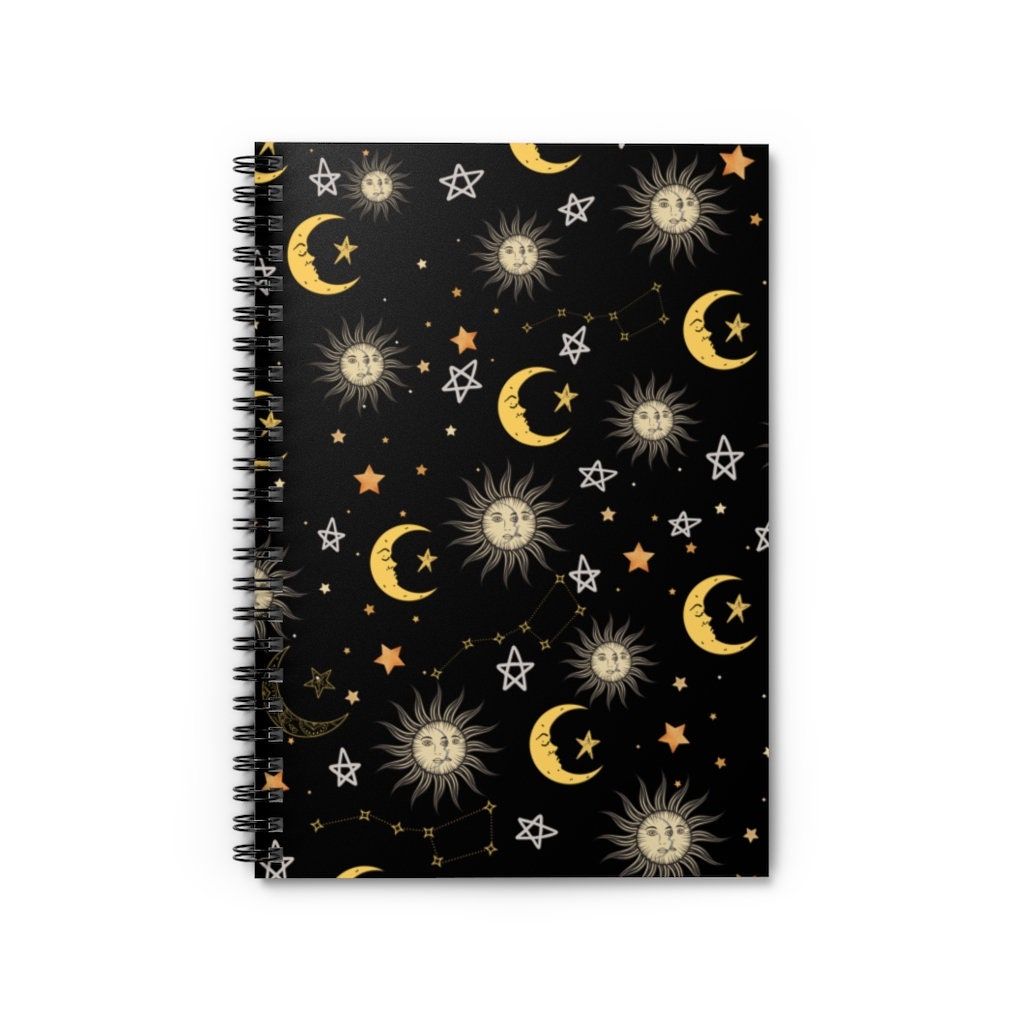Sun and Moon Spiral Notebook - Ruled Lined Celestial Bohemian Gothic ...
