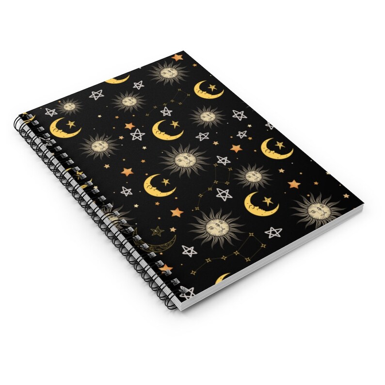 Sun and Moon Spiral Notebook Ruled Lined Celestial Bohemian | Etsy