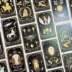 Cosmica Somnis Gold Gilded Tarot Deck With Guidebook & Box, 78 Cards ...