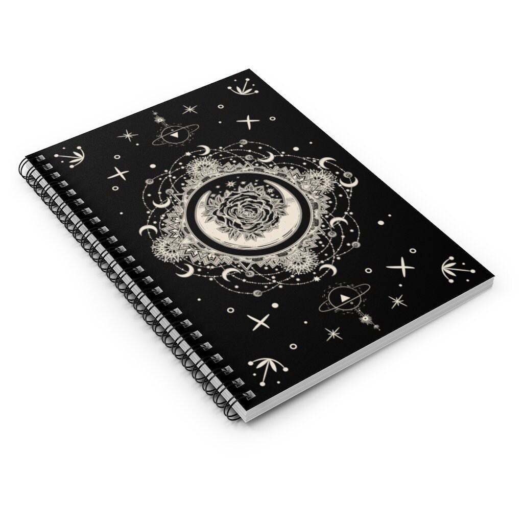 Moon Mandala Spiral Notebook Ruled Lined Mystical Sun and | Etsy