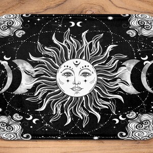 Mystic Moon Bad Mat Boho Gotische Badkamer Decor Hemels Home Decor Zwart-Witte Maan En Zon Magische Maan Luna Galaxy Sterrennacht