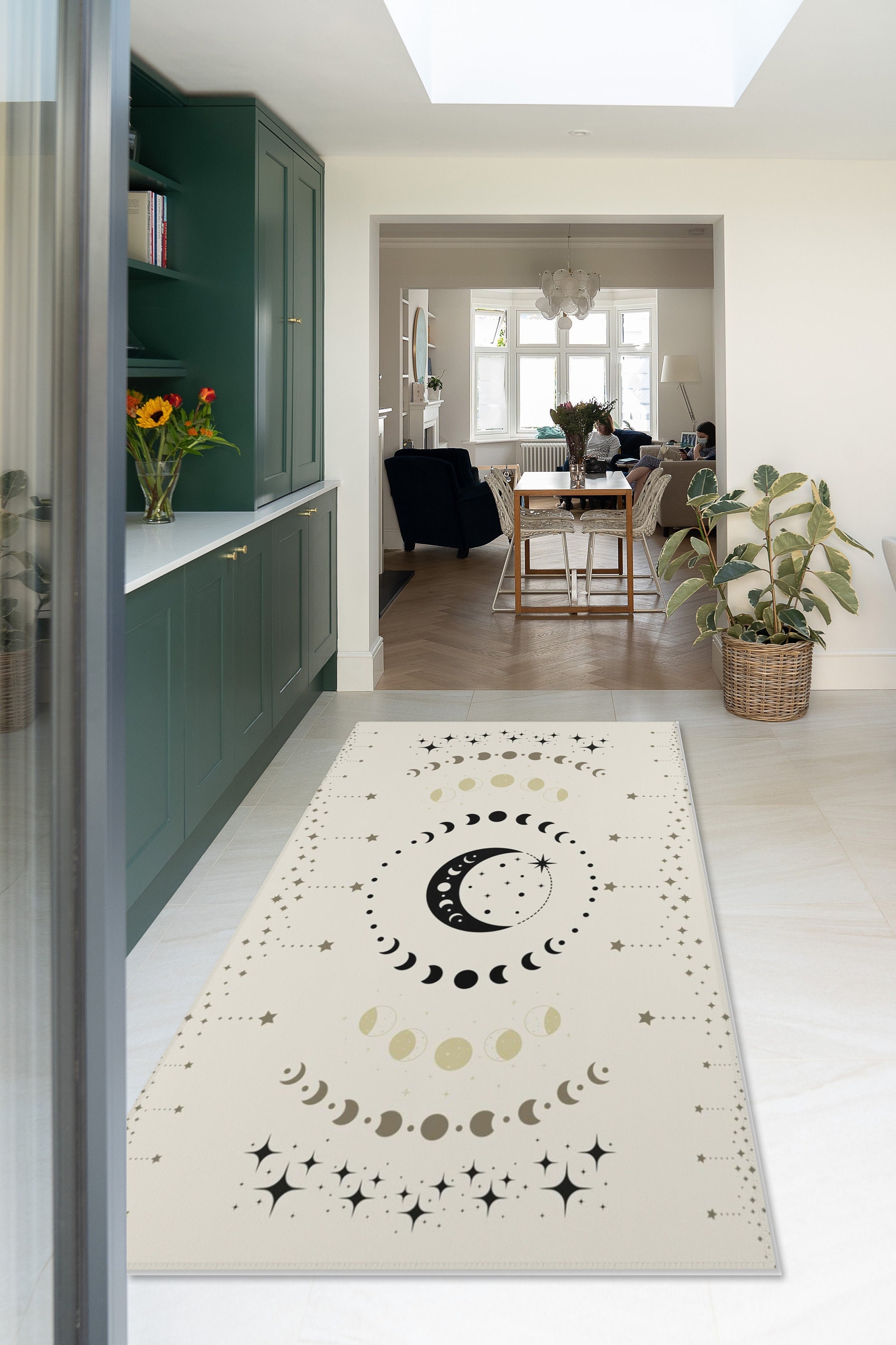 Beige Moon Area Rug Celestial Moon Phases Carpet Astrology Etsy
