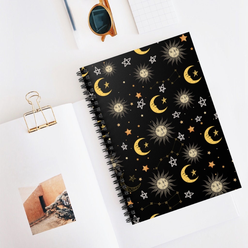 Sun and Moon Spiral Notebook - Ruled Lined Celestial Bohemian Gothic ...