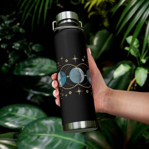 Mondphasen Vakuumisolierte Flasche 22 Unzen - Reisebecher Luna Celestial Starry Sun und Mond Witchy Boho Tarot Witchy Tumbler