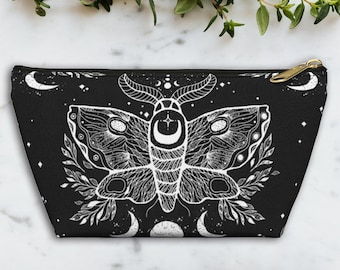 The Moth Accessory Pouch Celestial Gothic Coin Purse Firefly Butterfly Pencil Case Galaxy Black Witchy Sun Moon Cosmetic Travel Bag