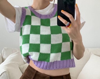 Geometric Sweater Vest S Vintage 80s 