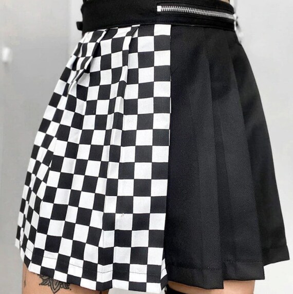 half black half white midi skirt