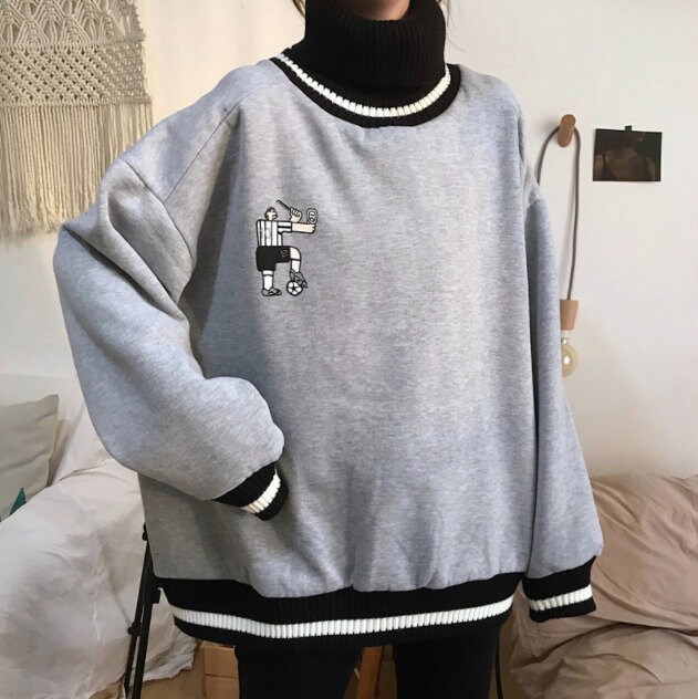 Cartoon Oversize Monotone Black and White Sweater Vintage - Etsy