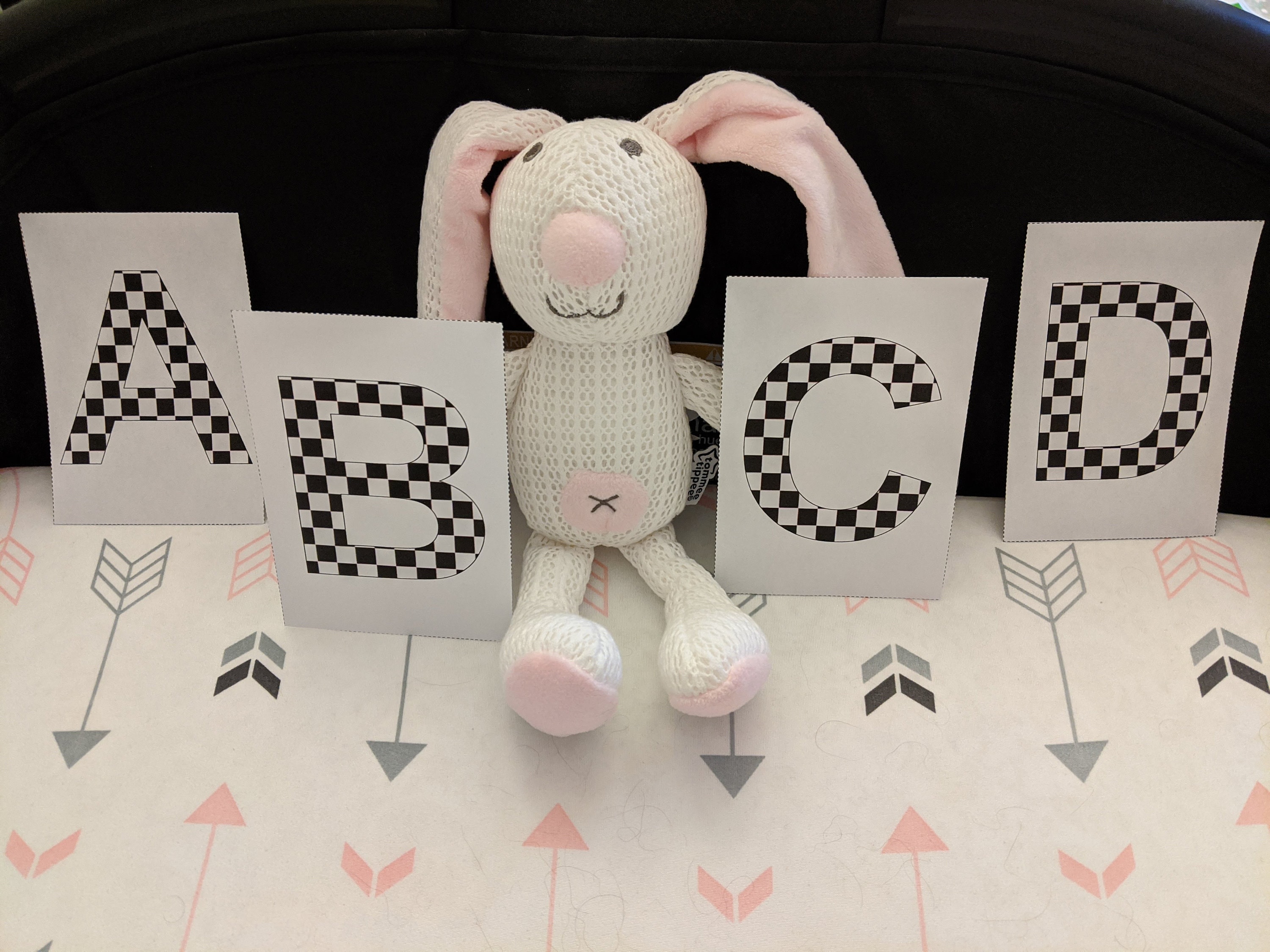 abc alphabet black and white baby art flash cards