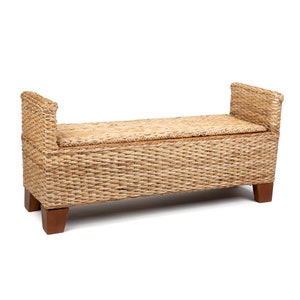 Wicker Storage Ottoman Bench Woven Rattan | Entryway | End of Bed | Handmade | Eco-Friendly