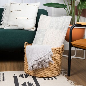Round Wicker Blanket Storage Basket With Handles Woven - Etsy