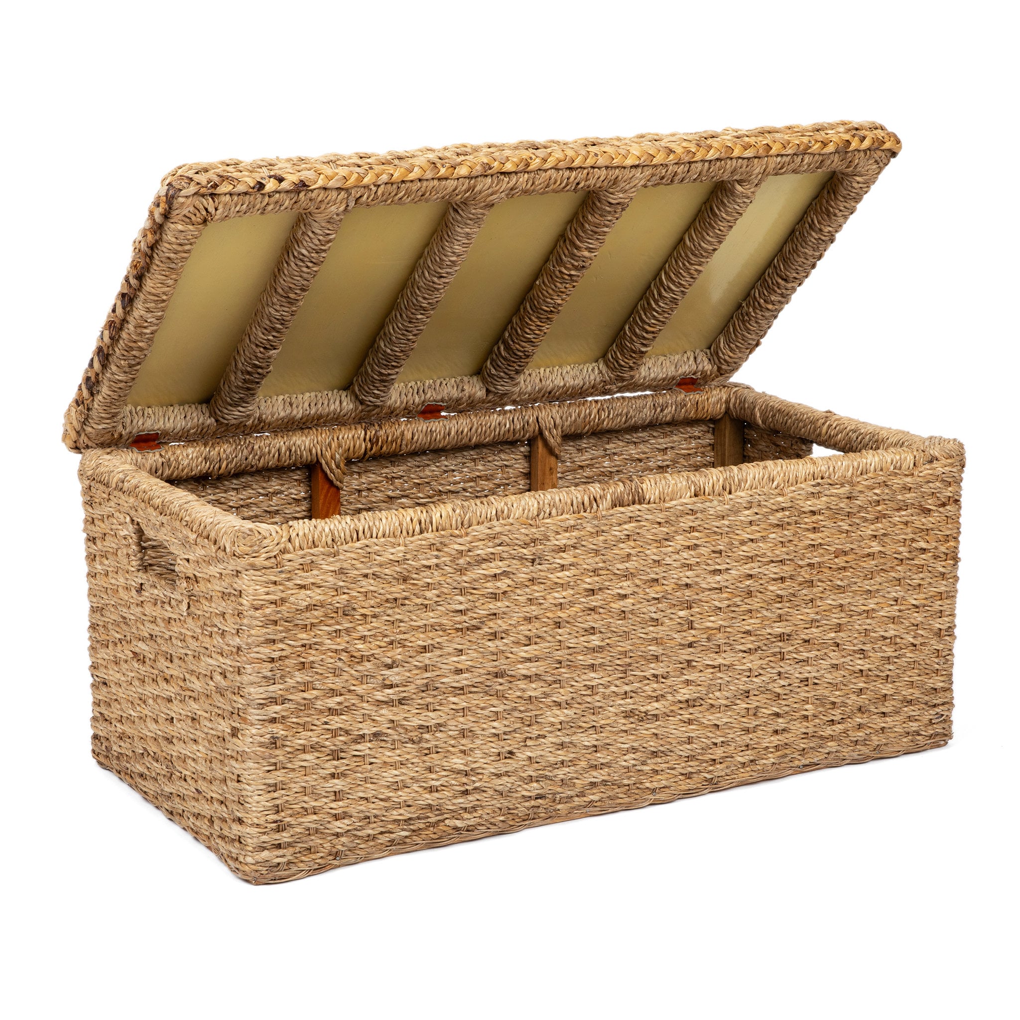 Wicker storage bench sale
