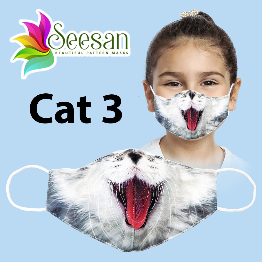 Kid's Cat Face Mask Reusable/washable Childrens Mask Etsy Australia