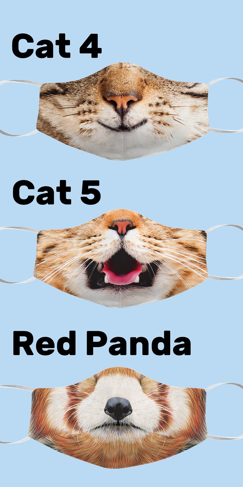 Kids Face Masks Animal Face Mask Triple Layer Mask Mask Etsy