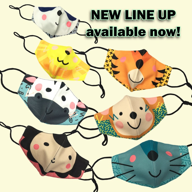 Kids Face Masks Animal Face Mask Triple Layer Mask Mask Etsy
