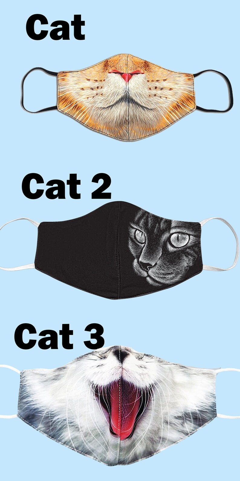 Kids Face Masks Animal Face Mask Triple Layer Mask Mask Etsy