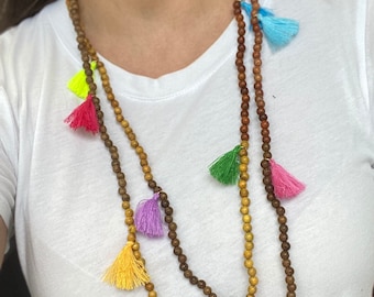 Boho Multi Tassels Necklace • Colorful Tassel Necklace • Beaded Tassel Necklace • Statement Necklace •