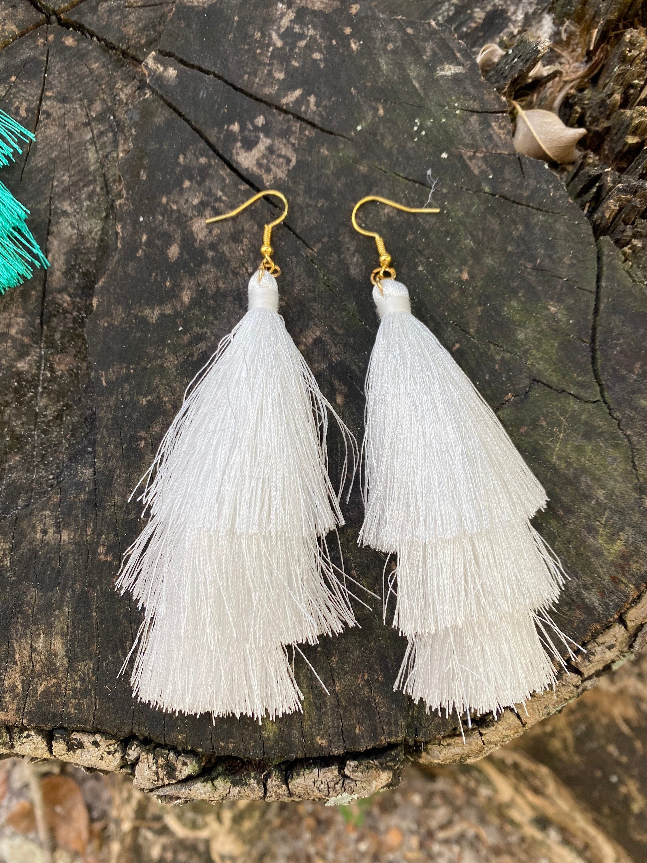 Tassel Earrings Layered Tassel Earrings Summer Earrings Etsy