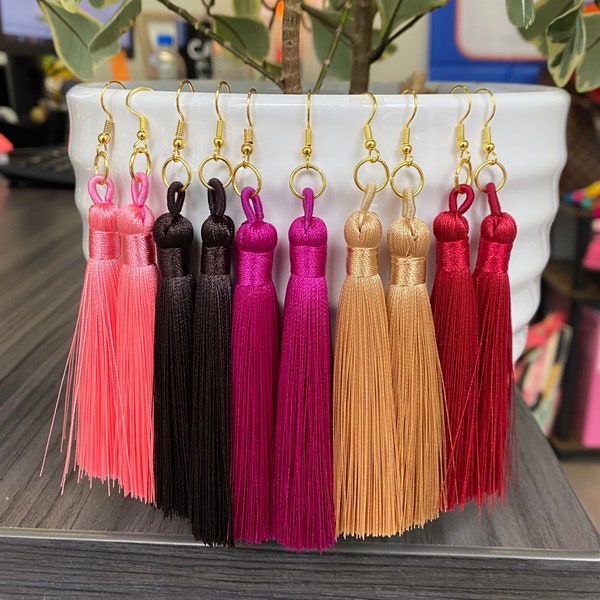 Buyless Fashion Women's Fringe Tassel Earrings – Silky Fan Hook, Lightweight Feather Style – Stainless Steel, CZ Accents
