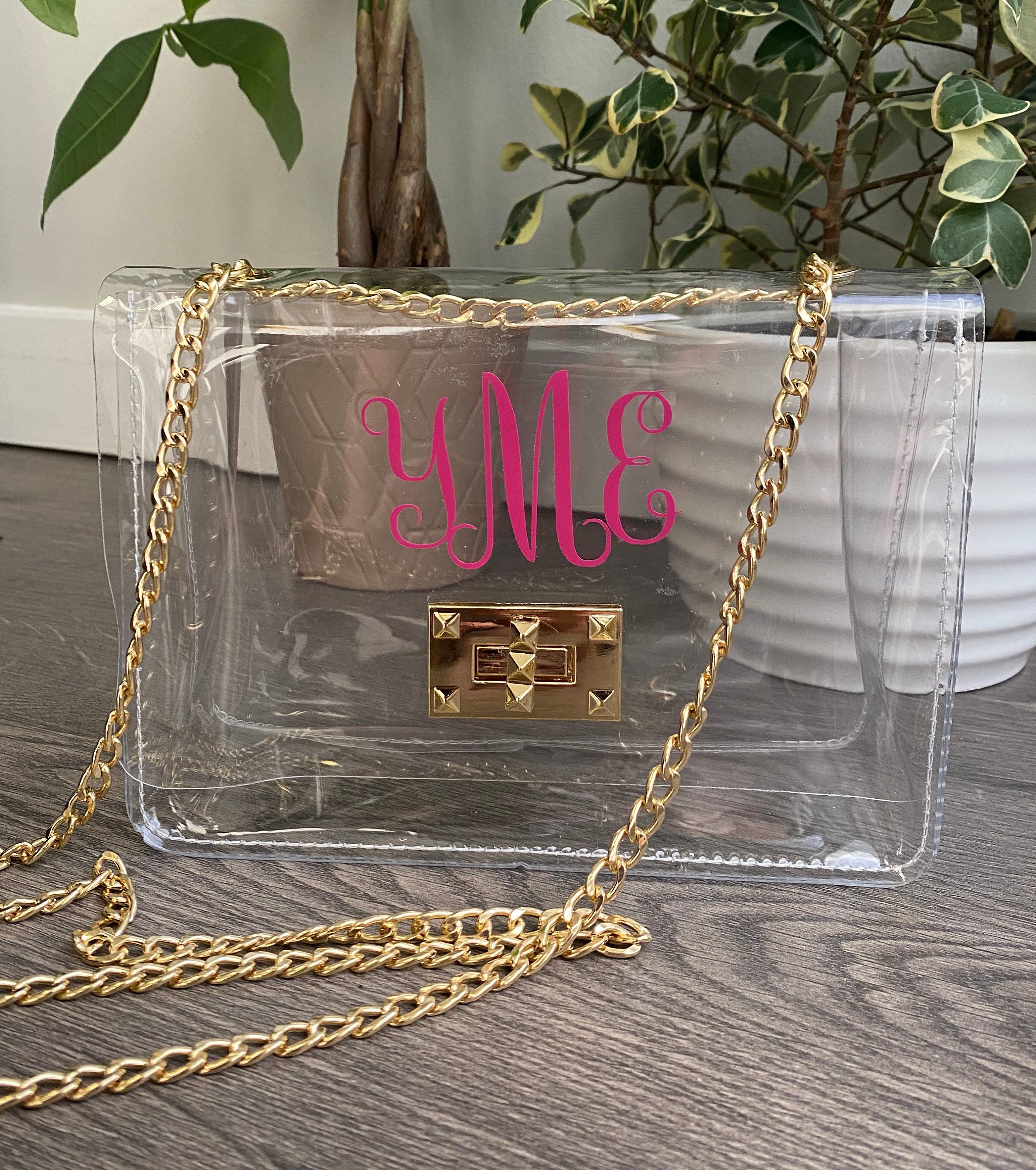 Transparent Bag with Chain Details - White