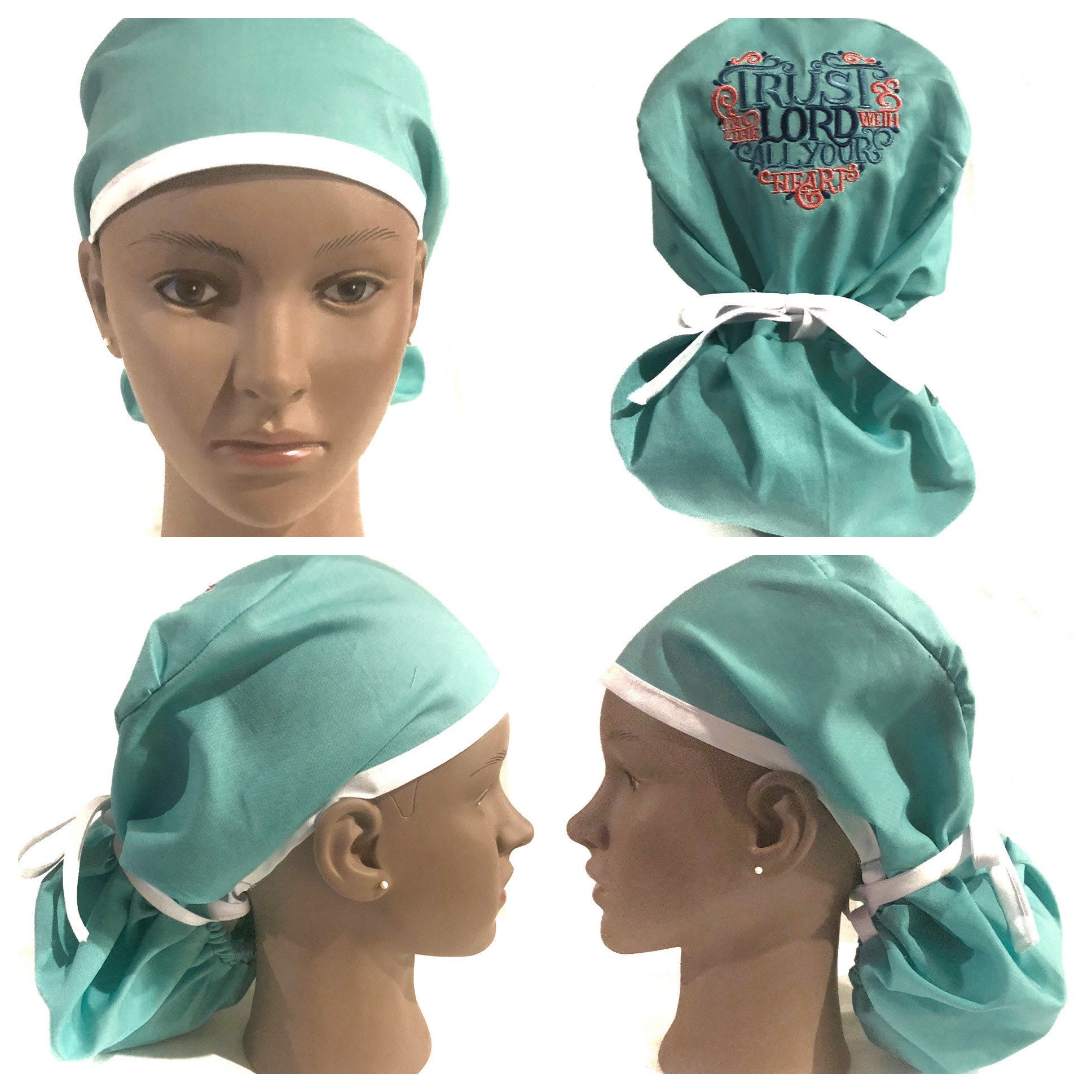 Ponytail Scrub Caps Trust in the Lord Etsy