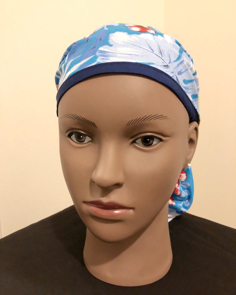 Floral Ponytail Scrub Cap Etsy