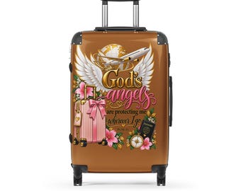 Hard-shell Suitcase - God's Angels Are Protecting Me - Brown
