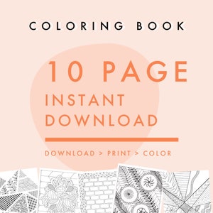 Printable Coloring Page | PDF Instant Download | Floral Leafy Patterns | 10 PAGE