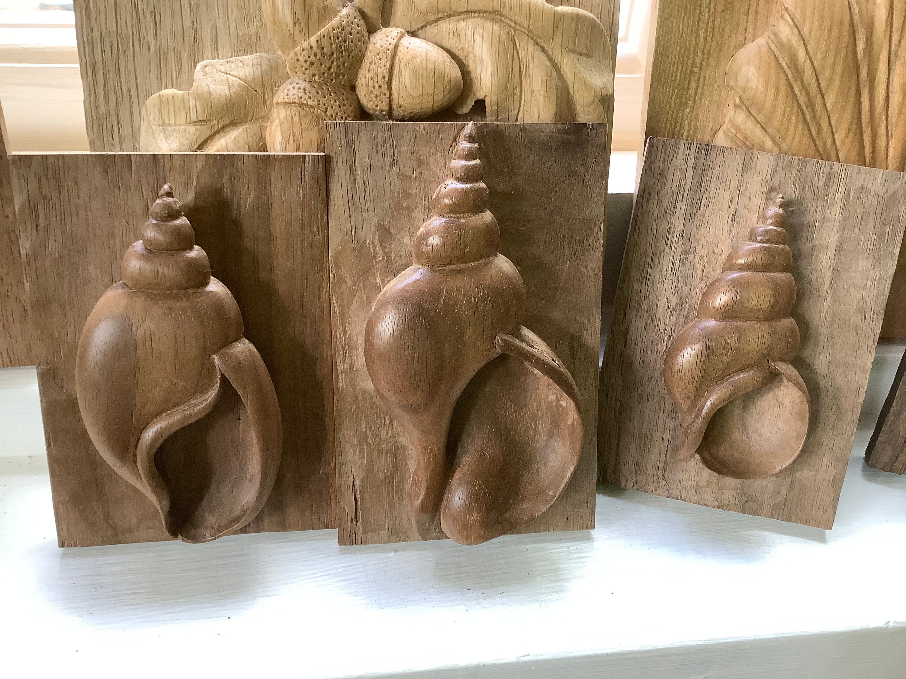 Hand carved shell in walnut picture Etsy