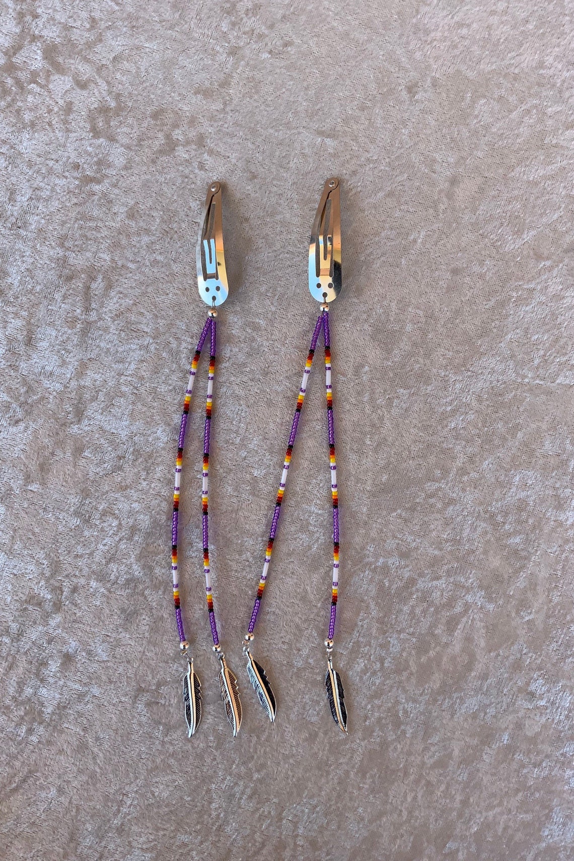 Native Beaded Hair Clips Etsy