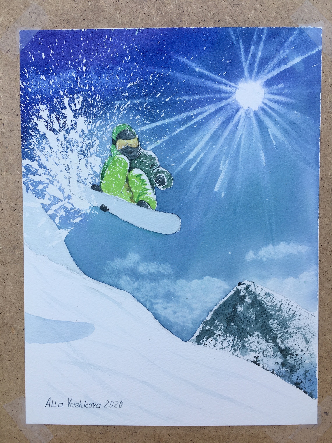 Snowboarding Artwork Original Art Snowboarder Painting Etsy
